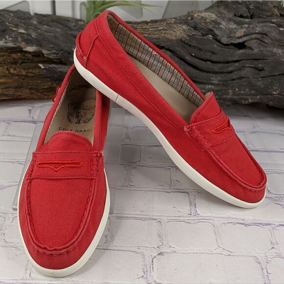 Cole Haan Pinch Weekender Penny Loafer, Red Canvas - Picture 1 of 8